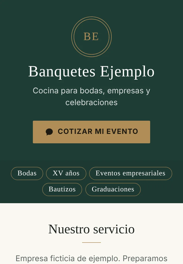 Vista previa del modelo Catering & Events